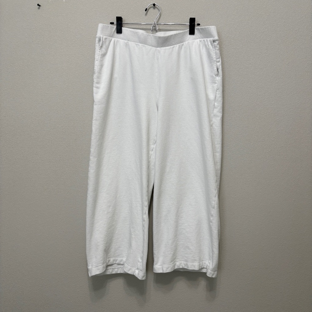Women's White Cropped Organic Cotton Pants